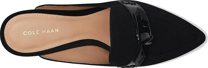 Cole Haan Piper Bow Mule Women's Flat Shoes Black Suede : 6 B - Medium, Leather - Image 2