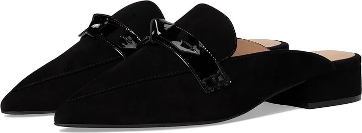 Cole Haan Piper Bow Mule Women's Flat Shoes Black Suede : 6 B - Medium, Leather