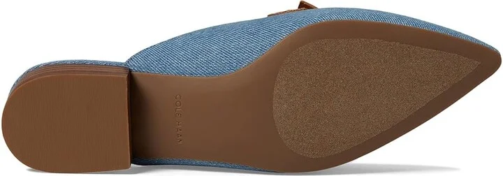 Cole Haan Piper Bow Mule Women's Flat Shoes Light Denim/Dark Denim/Pecan Leather : 7 B - Medium - Image 3