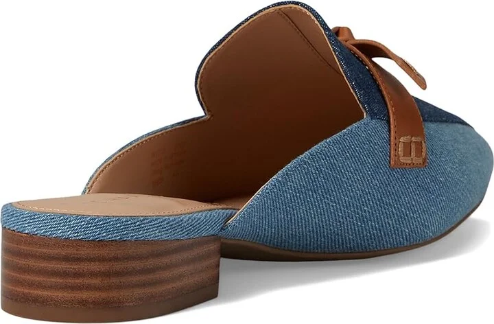 Cole Haan Piper Bow Mule Women's Flat Shoes Light Denim/Dark Denim/Pecan Leather : 7 B - Medium - Image 4
