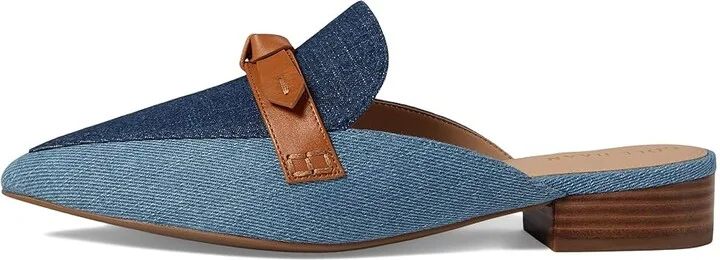 Cole Haan Piper Bow Mule Women's Flat Shoes Light Denim/Dark Denim/Pecan Leather : 7 B - Medium - Image 5