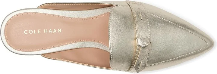Cole Haan Piper Bow Mule Women's Flat Shoes Soft Gold Leather : 6 B - Medium - Image 2