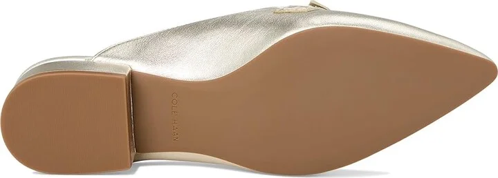 Cole Haan Piper Bow Mule Women's Flat Shoes Soft Gold Leather : 6 B - Medium - Image 3