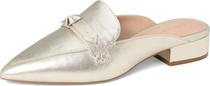 Cole Haan Piper Bow Mule Women's Flat Shoes Soft Gold Leather : 6 B - Medium - Image 5