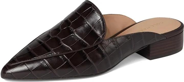 Cole Haan Piper Mule Women's Shoes Dark Chocolate Croc Print Leather : 8 B - Medium - Image 5