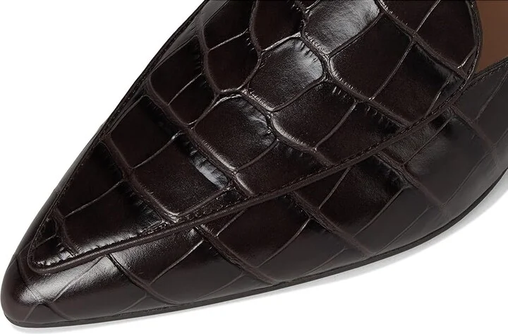 Cole Haan Piper Mule Women's Shoes Dark Chocolate Croc Print Leather : 8 B - Medium - Image 7
