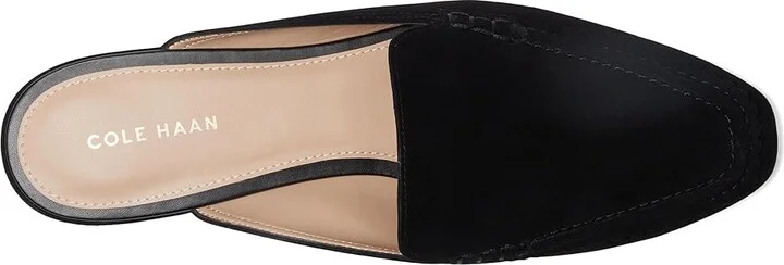 Cole Haan Pollina Scalloped Mule Loafers Women's Shoes Black Suede : 6.5 B - Medium, Leather - Image 2