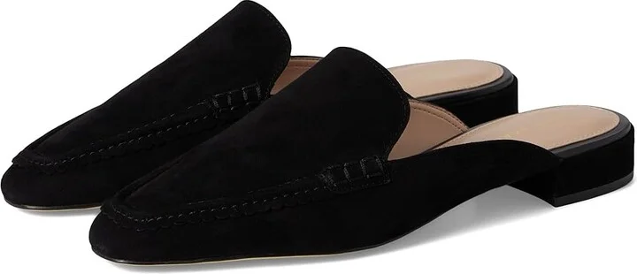 Cole Haan Pollina Scalloped Mule Loafers Women's Shoes Black Suede : 6.5 B - Medium, Leather