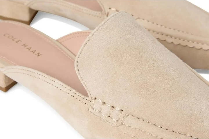 Cole Haan Pollina Scalloped Mule Loafers Women's Shoes Light Sesame Suede : 5.5 B - Medium, Leather - Image 7