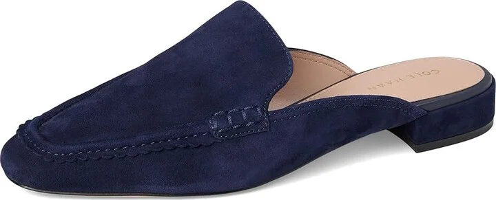 Cole Haan Pollina Scalloped Mule Loafers Women's Shoes Midnight Moon Suede : 5 B - Medium, Leather - Image 5