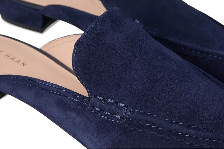 Cole Haan Pollina Scalloped Mule Loafers Women's Shoes Midnight Moon Suede : 5 B - Medium, Leather - Image 7