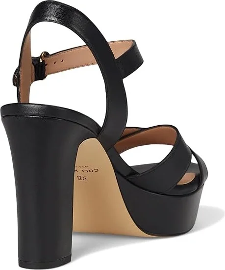 Cole Haan Riannon Platform Sandal Women's Sandals Black Leather : 8.5 B - Medium, Leather/Rubber - Image 4