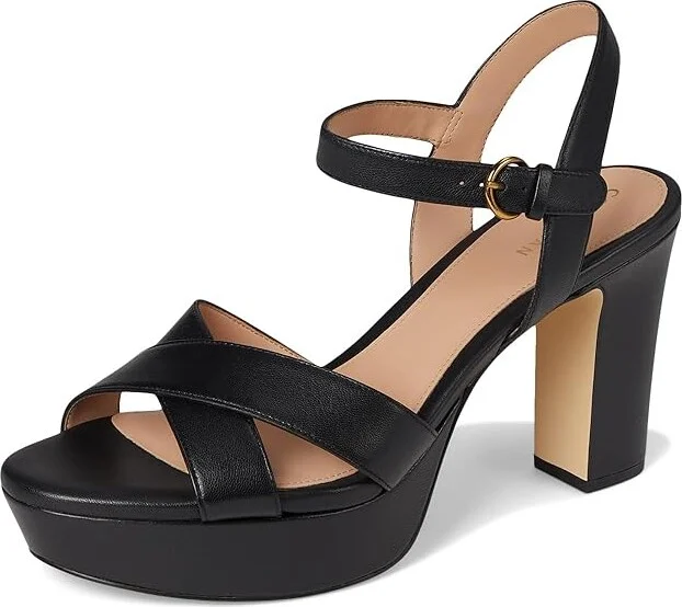 Cole Haan Riannon Platform Sandal Women's Sandals Black Leather : 8.5 B - Medium, Leather/Rubber - Image 5