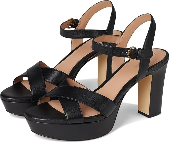 Cole Haan Riannon Platform Sandal Women's Sandals Black Leather : 8.5 B - Medium, Leather/Rubber