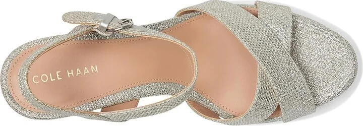 Cole Haan Riannon Platform Sandal Women's Sandals Silvr Glitter Mesh : 10 B - Medium, Leather/Rubber - Image 2