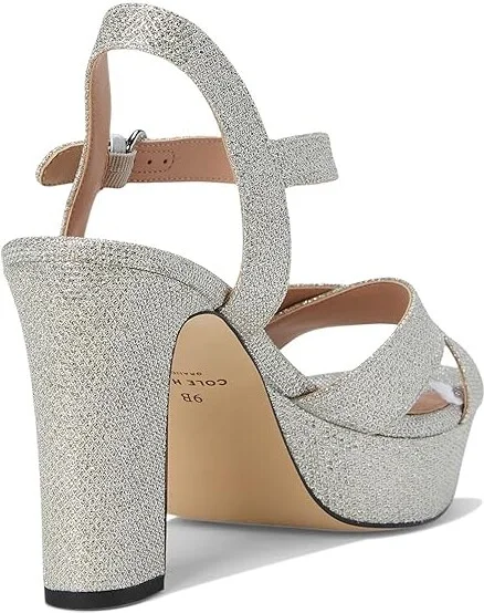 Cole Haan Riannon Platform Sandal Women's Sandals Silvr Glitter Mesh : 10 B - Medium, Leather/Rubber - Image 4