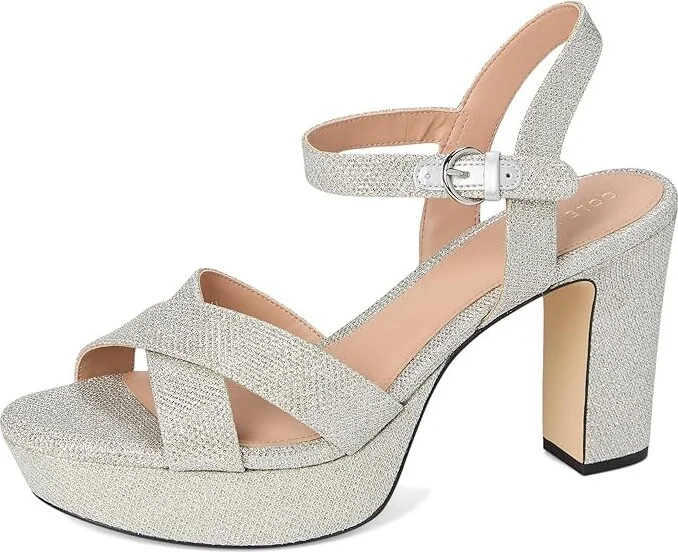 Cole Haan Riannon Platform Sandal Women's Sandals Silvr Glitter Mesh : 10 B - Medium, Leather/Rubber - Image 5