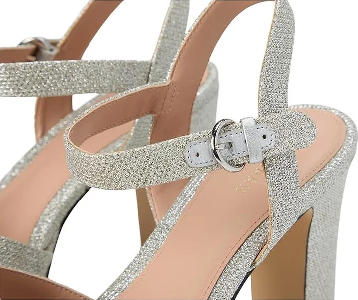 Cole Haan Riannon Platform Sandal Women's Sandals Silvr Glitter Mesh : 10 B - Medium, Leather/Rubber - Image 7