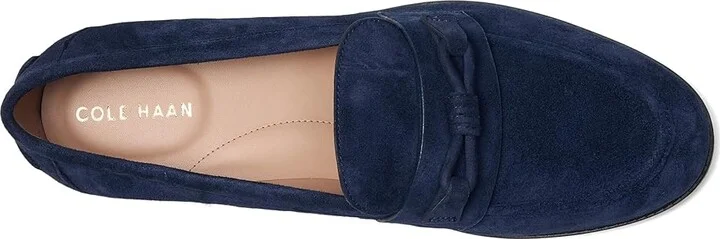 Cole Haan Stassi Bow Loafers Women's Shoes Midnight Moon Suede : 5 B - Medium, Leather - Image 2