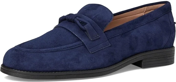 Cole Haan Stassi Bow Loafers Women's Shoes Midnight Moon Suede : 5 B - Medium, Leather - Image 5