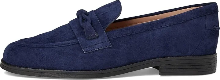 Cole Haan Stassi Bow Loafers Women's Shoes Midnight Moon Suede : 5 B - Medium, Leather - Image 6