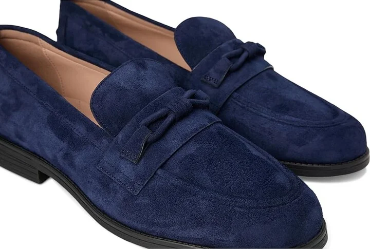Cole Haan Stassi Bow Loafers Women's Shoes Midnight Moon Suede : 5 B - Medium, Leather - Image 7