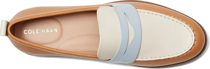 Cole Haan Stassi Penny Loafers Women's Shoes Biscuit/Ivory/Skyway Leather : 6 B - Medium - Image 2