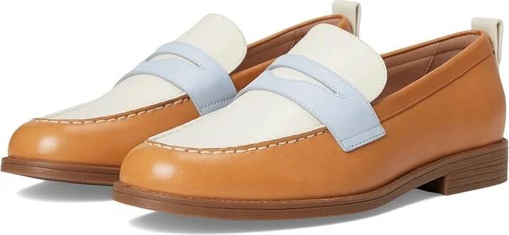 Cole Haan Stassi Penny Loafers Women's Shoes Biscuit/Ivory/Skyway Leather : 6 B - Medium