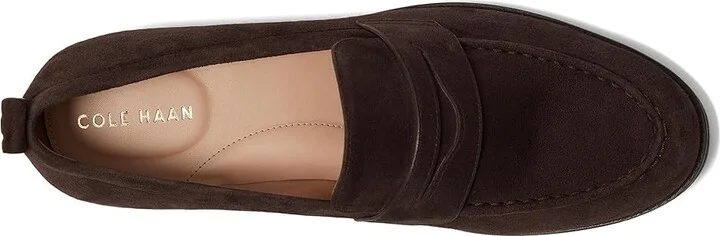 Cole Haan Stassi Penny Loafers Women's Shoes Dark Choco Suede : 5.5 C - Wide, Leather - Image 2