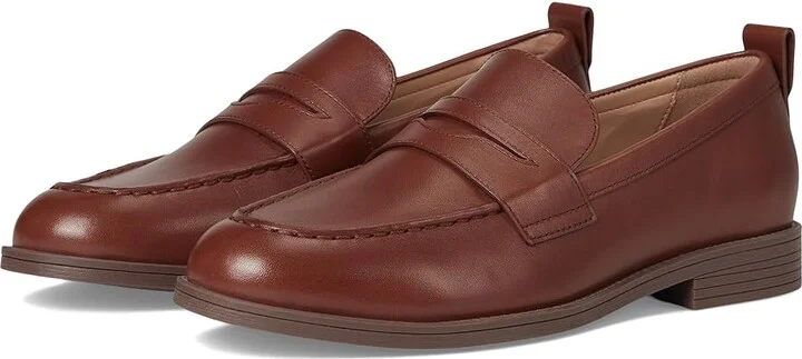 Cole Haan Stassi Penny Loafers Women's Shoes Dark Cuoio/Mahogany : 5.5 C - Wide, Leather