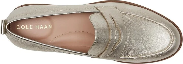 Cole Haan Stassi Penny Loafers Women's Shoes Soft Gold Leather : 9 B - Medium - Image 2