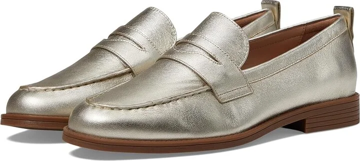 Cole Haan Stassi Penny Loafers Women's Shoes Soft Gold Leather : 9 B - Medium