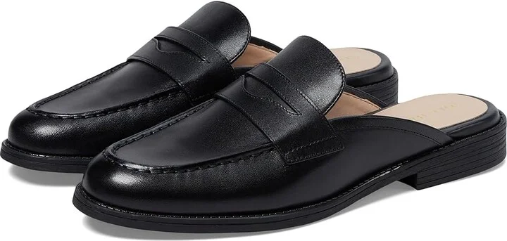 Cole Haan Stassi Penny Mule Women's Flat Shoes Black Leather : 7.5 B - Medium