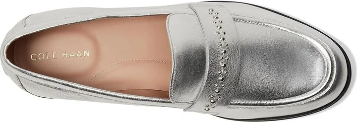 Cole Haan Stephie Embellished Loafers Women's Flat Shoes Silver Leather/Silver Studs : 10 B - Medium - Image 2