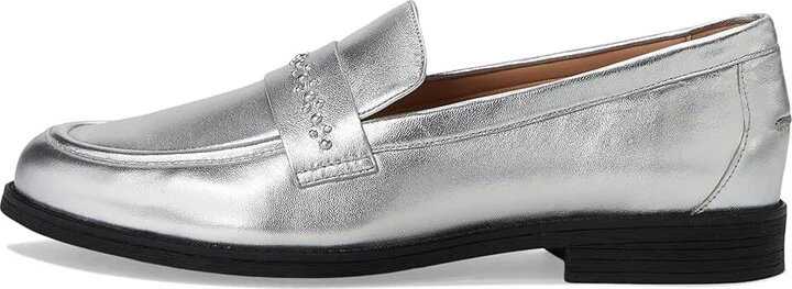 Cole Haan Stephie Embellished Loafers Women's Flat Shoes Silver Leather/Silver Studs : 10 B - Medium - Image 6