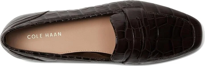 Cole Haan Tarese Soft Loafers Women's Flat Shoes Dark Chocolate Croc Print Leather : 5 B - Medium - Image 2