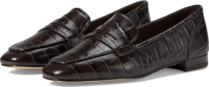 Cole Haan Tarese Soft Loafers Women's Flat Shoes Dark Chocolate Croc Print Leather : 5 B - Medium