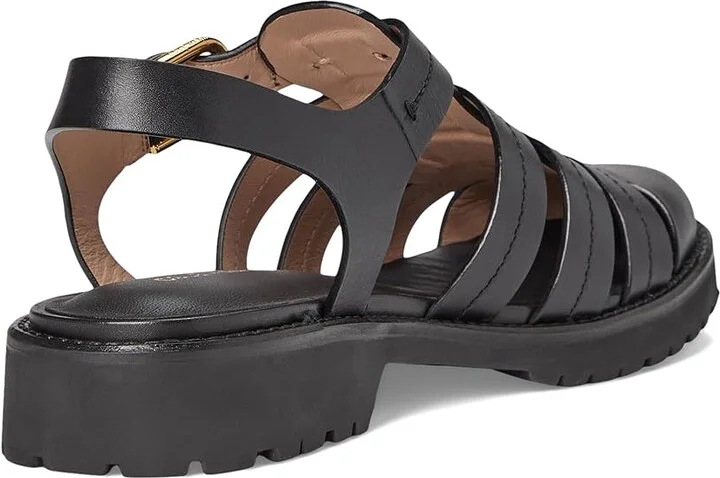 Cole Haan Tatiana Fisherman Sandals Women's Wedge Shoes Black Leather : 9.5 B - Medium - Image 4