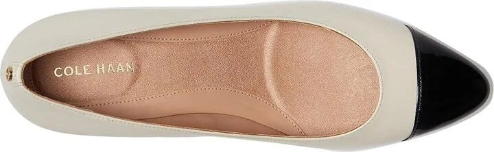 Cole Haan The Go-To Block Heel Pump 45MM Women's Shoes Ivory Leather/Black Pat Leather : 7.5 B - Medium - Image 2