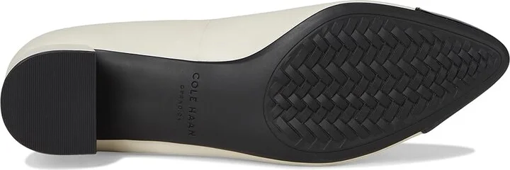 Cole Haan The Go-To Block Heel Pump 45MM Women's Shoes Ivory Leather/Black Pat Leather : 7.5 B - Medium - Image 3