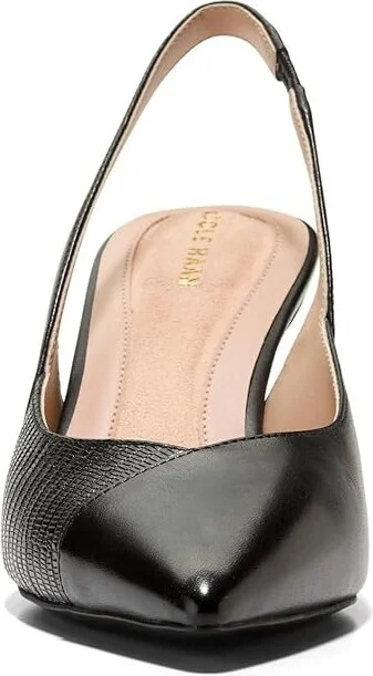Cole Haan The Go-To Slingback Pump 65MM High Women's Heels Black Leather/Black Lizard Print Leather : 7.5 B - Medium - Image 5