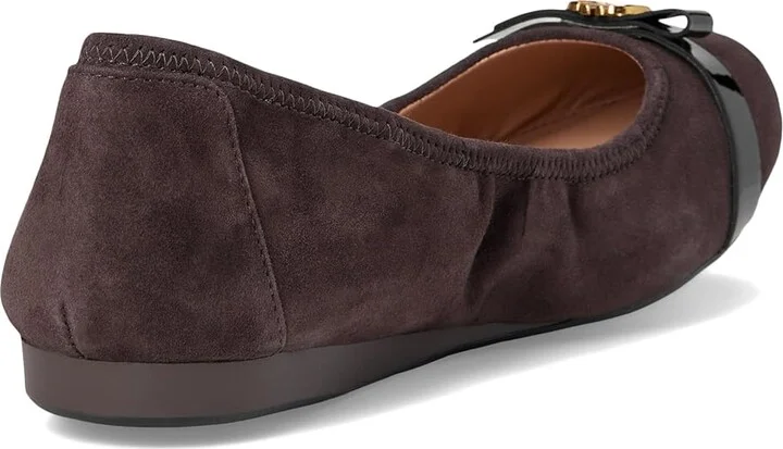 Cole Haan Tova Bow Ballet Women's Shoes Dark Chocolate Suede : 8 B - Medium, Leather - Image 4