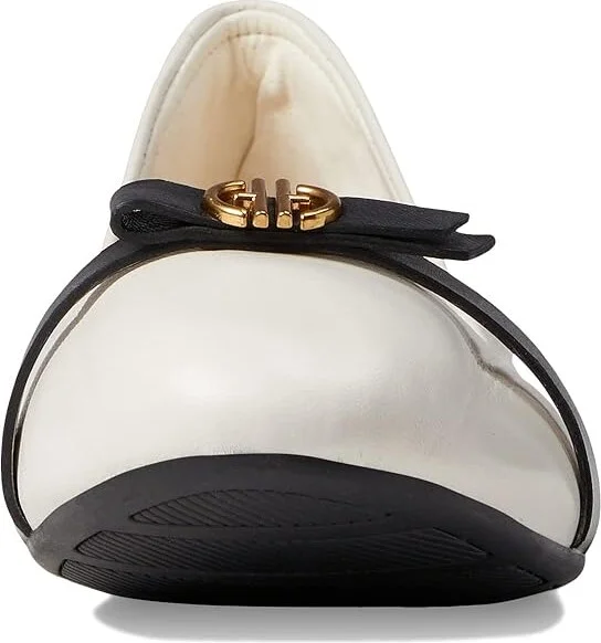 Cole Haan Tova Bow Ballet Women's Shoes Ivory/Black Leather : 5.5 B - Medium - Image 2