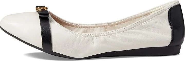 Cole Haan Tova Bow Ballet Women's Shoes Ivory/Black Leather : 5.5 B - Medium - Image 5