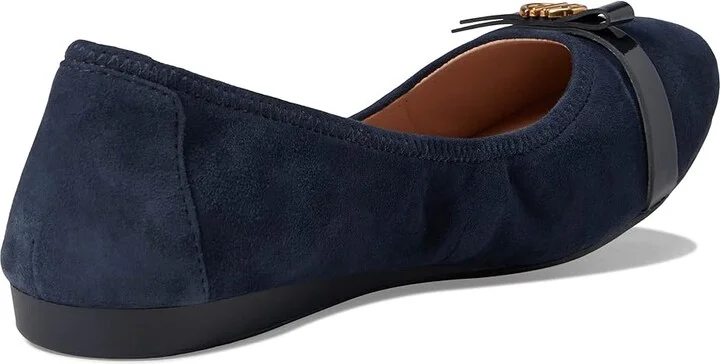 Cole Haan Tova Bow Ballet Women's Shoes Navy Blazer Suede : 5 B - Medium, Suede/Leather - Image 3
