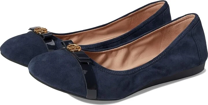 Cole Haan Tova Bow Ballet Women's Shoes Navy Blazer Suede : 5 B - Medium, Suede/Leather