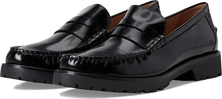 Cole Haan Treena Lug Loafers Women's Shoes Black Box Leather : 7.5 B - Medium