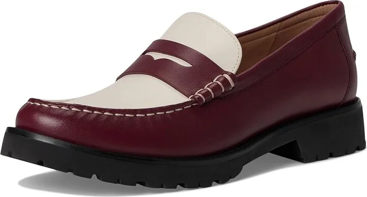 Cole Haan Treena Lug Loafers Women's Shoes Black Garnet Box Leather/Ivory Box : 10 B - Medium - Image 5