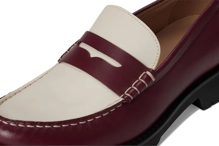 Cole Haan Treena Lug Loafers Women's Shoes Black Garnet Box Leather/Ivory Box : 10 B - Medium - Image 7