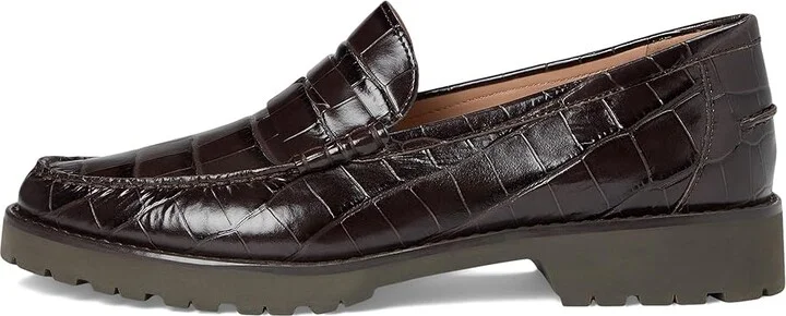 Cole Haan Treena Lug Loafers Women's Shoes Dark Choc Croc Print Leather : 8 B - Medium - Image 6